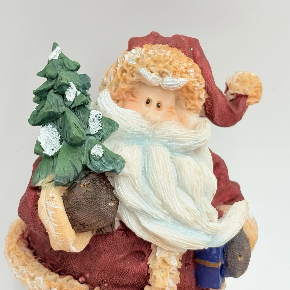 Vintage Santa Claus Stocking Holder Resin Mantel Hook Christmas Decor 8